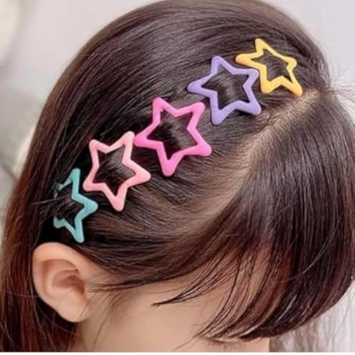 Colorful Side Star Hair Clips Great for Baby Girls Women Kids Hair Accessories - 6 Pieces - Image 1